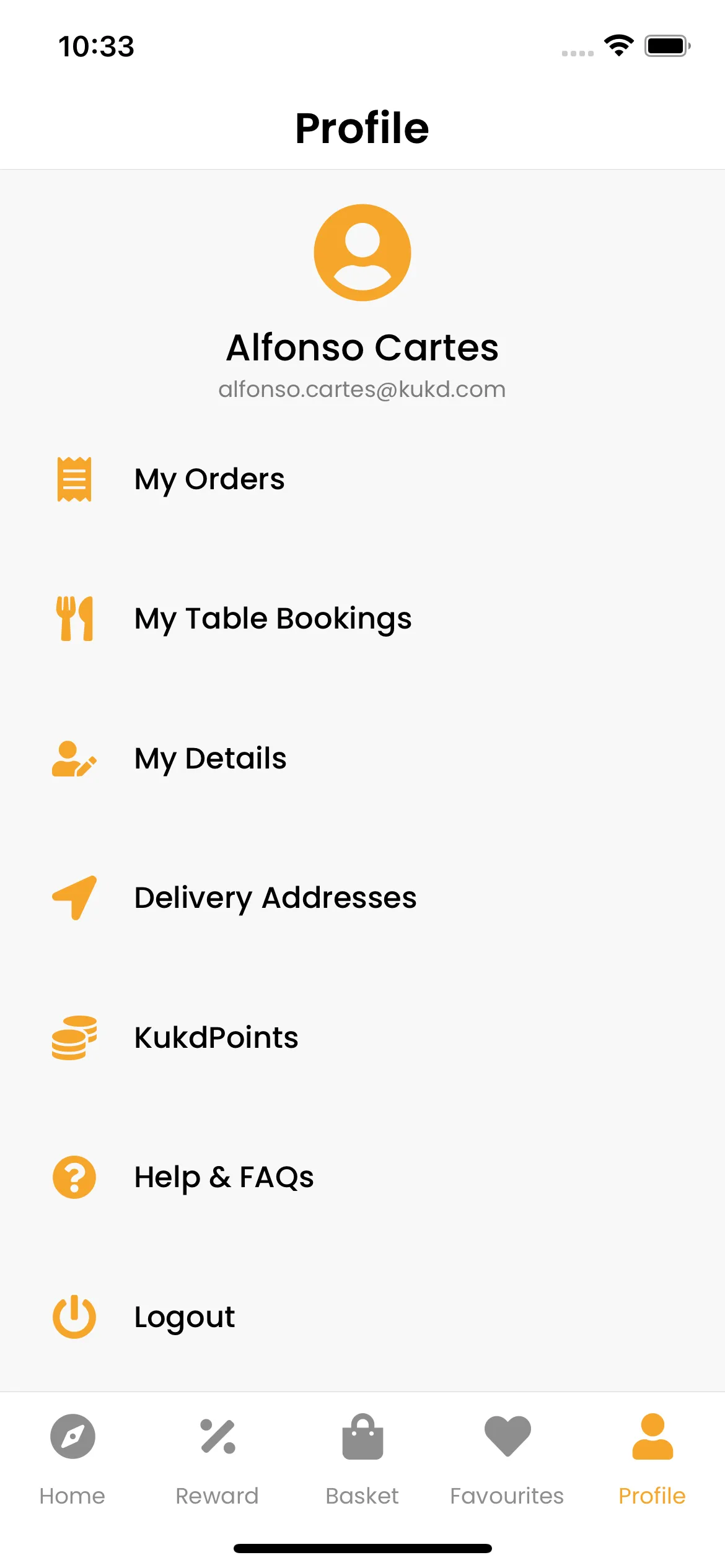 KUKD React Native app restaurant reviews and star ratings